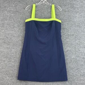 Polo Ralph Lauren Dress Womens 6 Navy Neon Yellow Wimbledon Sleeveless Sheath